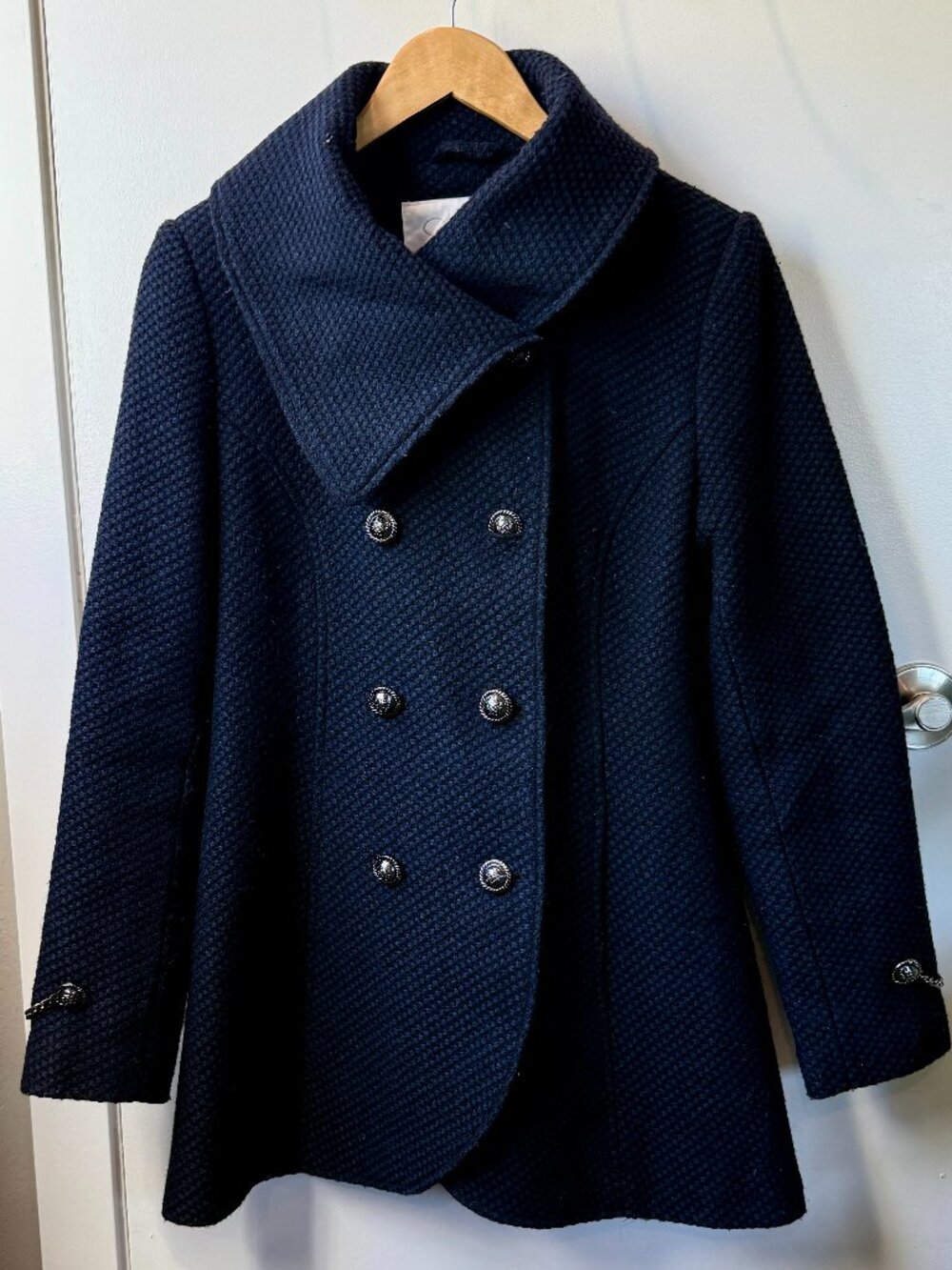 Jessica Simpson - M - Navy Peacoat - Brocade - Nautical style coat
